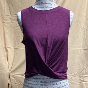 Beyond Yoga Featherweight Spacedye Twist Front Top Aubergine Heather AUBEE, S